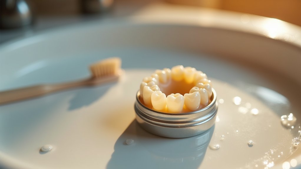 brushing teeth with crown